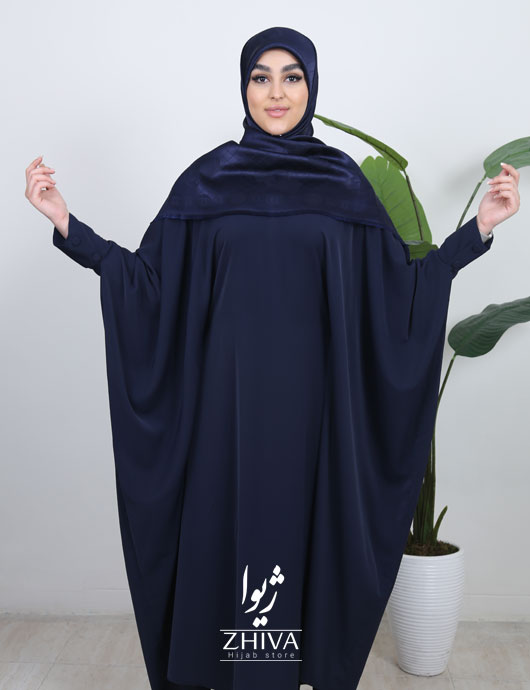 عبا كامل جلوبسته سرمه ای