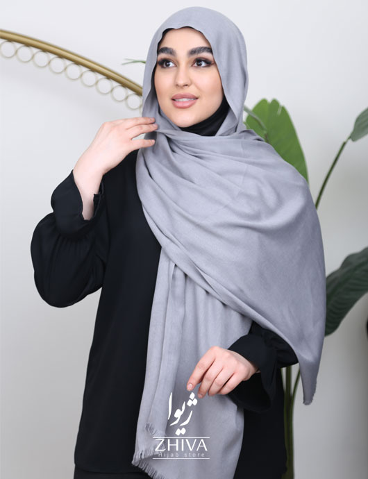 شال نخی كجراه نقره ای