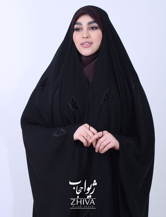 چادر عربی گلدوزی پروانه پراکنده