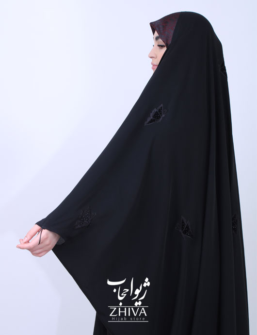 چادر عربی گلدوزی پروانه پراکنده