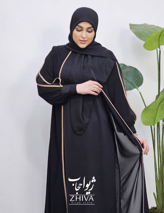 عبای دولايه جانان نوار نسكافه ای