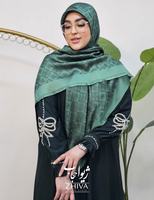 عبا افرا جواهردوزی پاپيون سبز