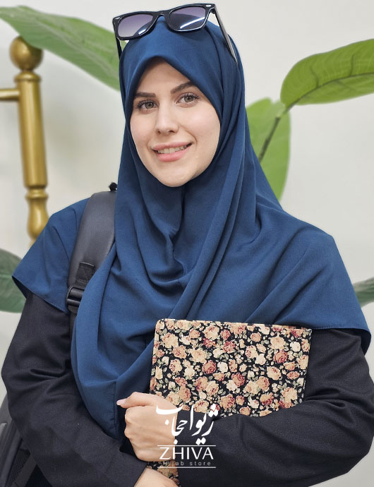 مقنعه قواره بزرگ کرپ آبی