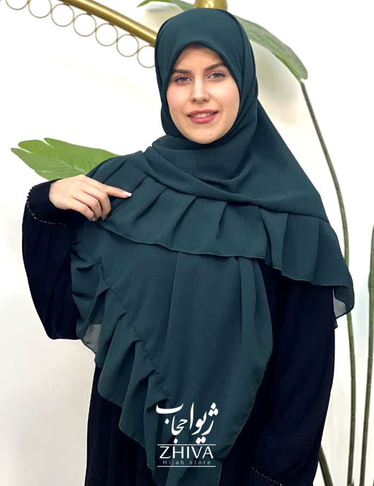 روسری کش دار مریم چین دار سبز
