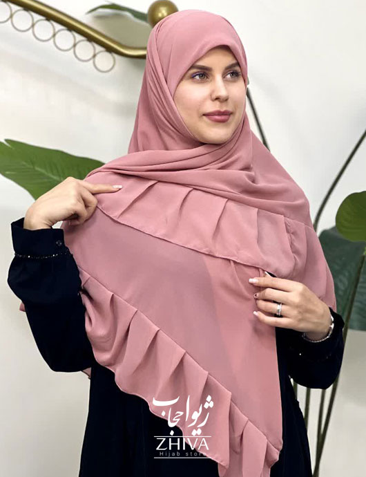 روسری کش دار مریم چین دار صورتی