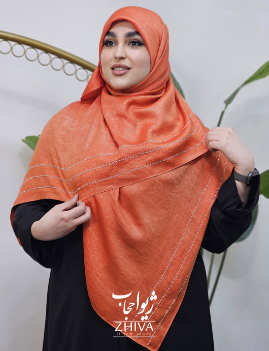 روسری وال اسلپ نگين دار نارنجی