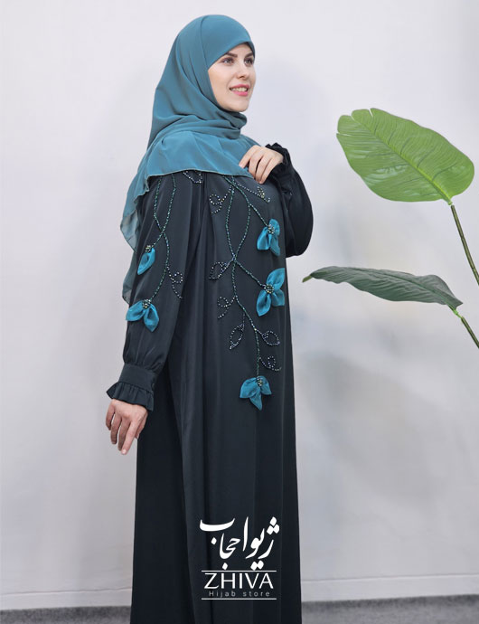 عبا آترين جواهردوزی سبز