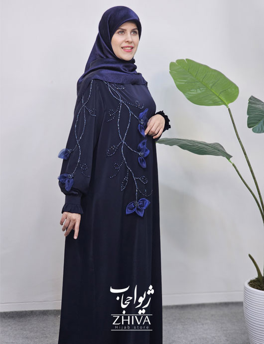 عبا آترين جواهردوزی سرمه ای