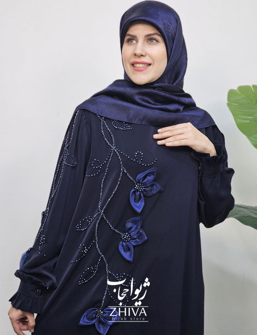 عبا آترين جواهردوزی سرمه ای