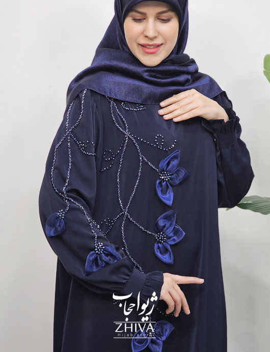 عبا آترين جواهردوزی سرمه ای