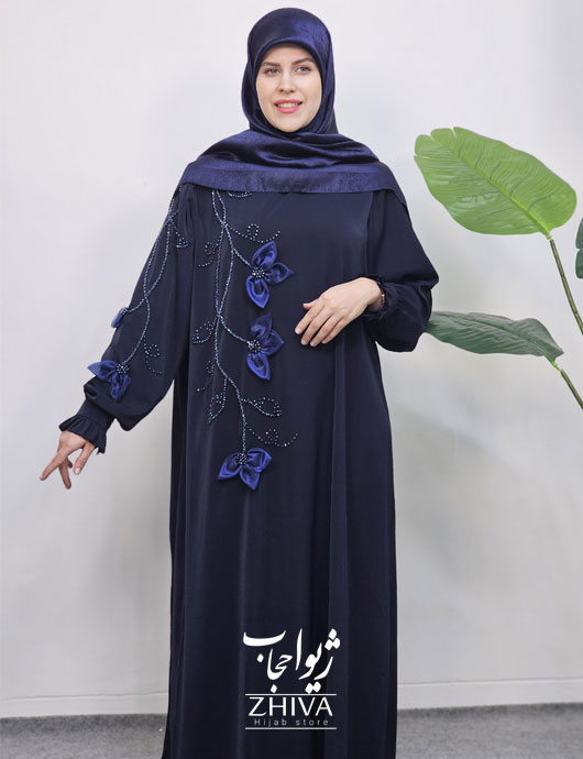 عبا آترين جواهردوزی سرمه ای