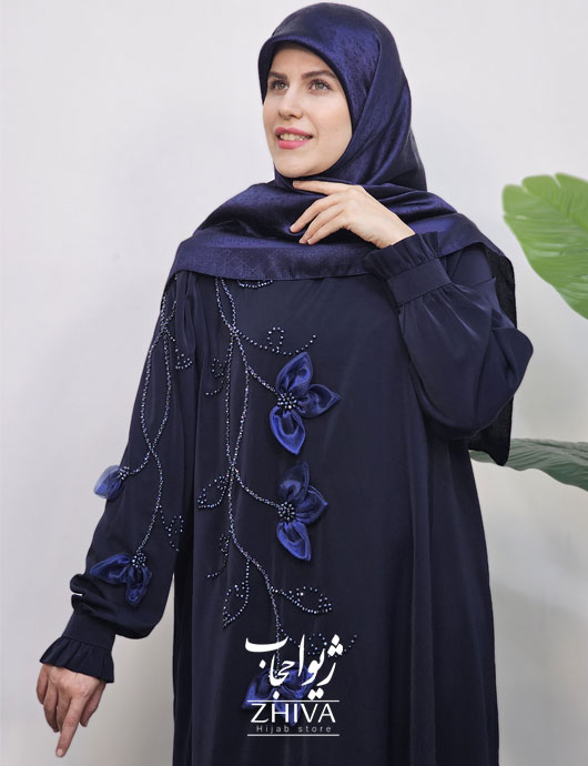عبا آترين جواهردوزی سرمه ای
