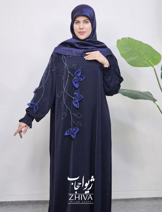 عبا آترين جواهردوزی سرمه ای