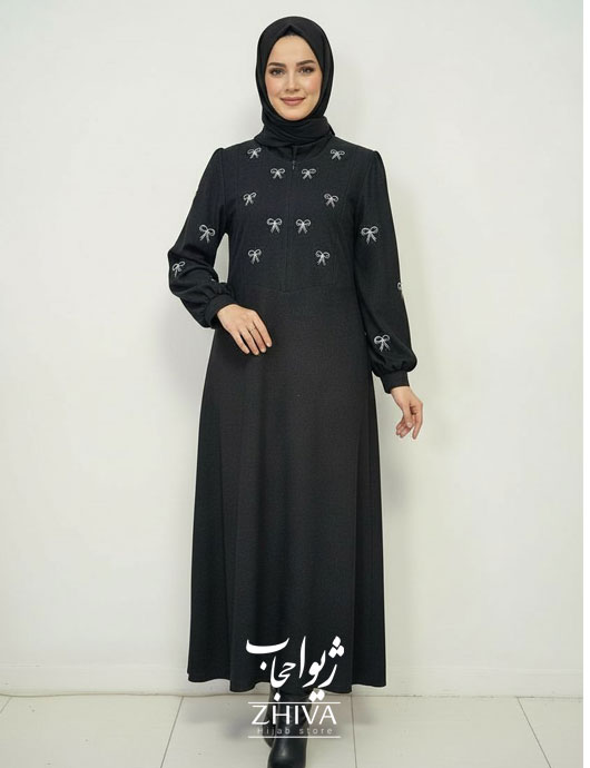 عبا پاپيون گلدوزی مشكی