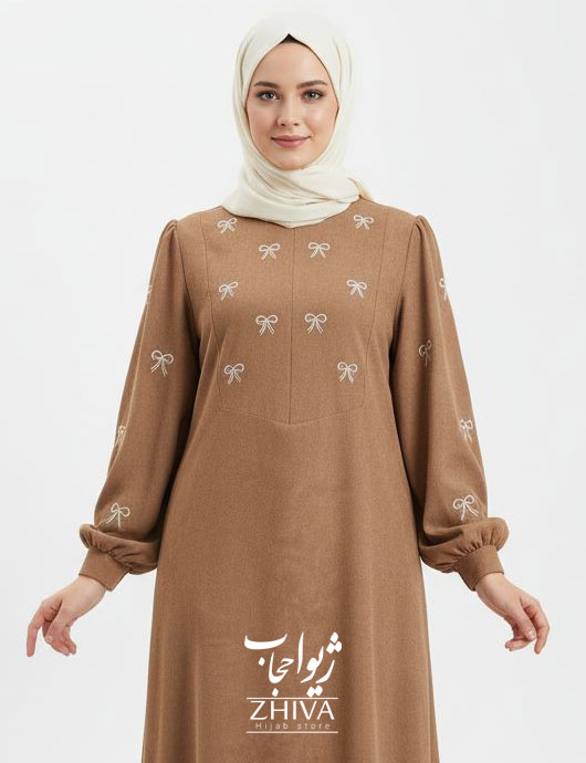 عبا پاپيون 2 گلدوزی كرمی