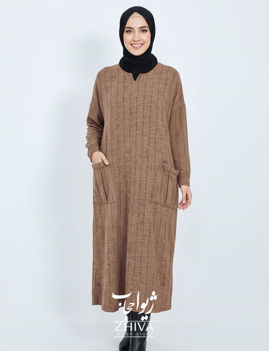 مانتو دو جیب مخمل کبریتی