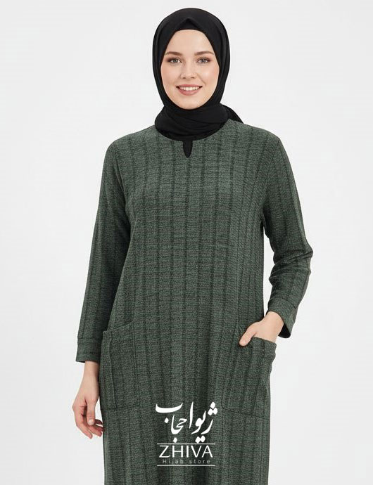 مانتو دو جیب مخمل کبریتی كد 11