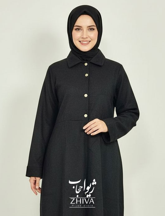 مانتو مخمل كبريتی اليزابت مشكی