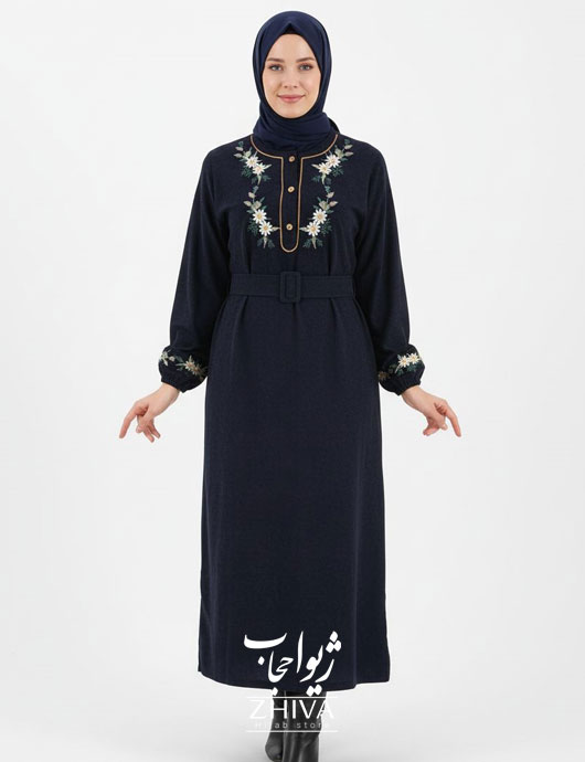 عبا مخمل کبریتی بابونه کمربند دار كد 6