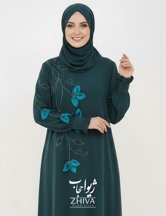 عبا آترين جواهردوزی سبز