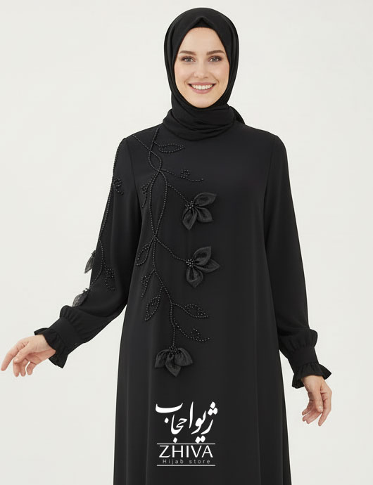 عبا آترين جواهردوزی مشكی