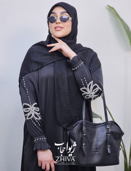 عبا افرا پاپيون جواهردوزی مشكی كد 2