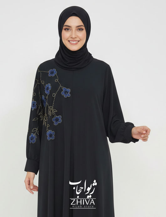 عبا تابان جواهردوزی نیلوفر مشكی