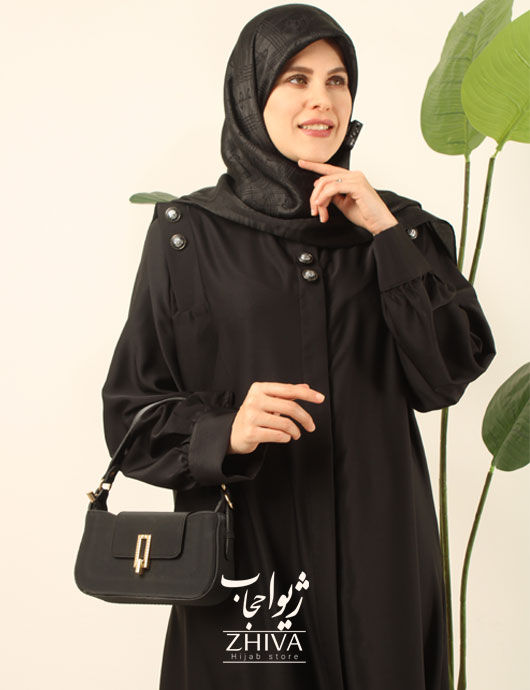 عبای آسنات جلوباز مشكی