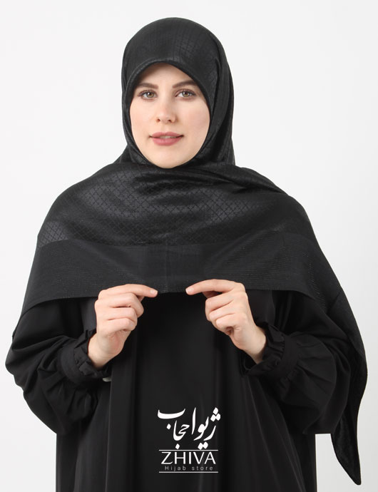روسری لمه چارخونه ريز دوردوخت قواره 140 كد 51