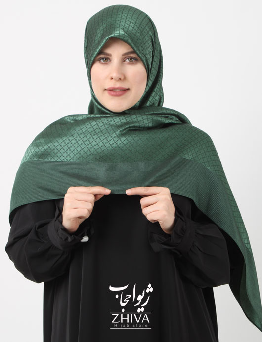 روسری لمه چارخونه ريز دوردوخت قواره 140 كد 54