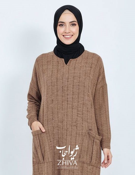 مانتو دو جیب مخمل کبریتی