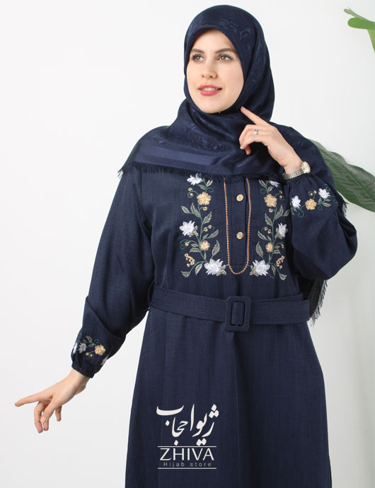 مانتو عبایی نوبهار جلوبسته و كمربند دار كد 5