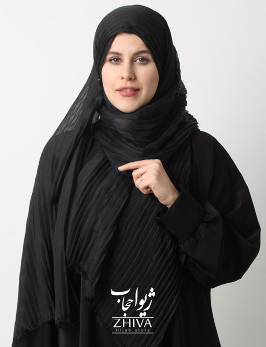 شال نخی پليسه مشكی