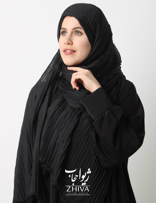 شال نخی پليسه مشكی