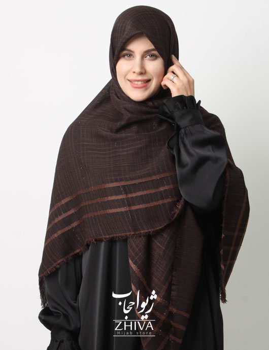 روسری نخ لمه دار لینن دور ريش قواره 140 كد 1