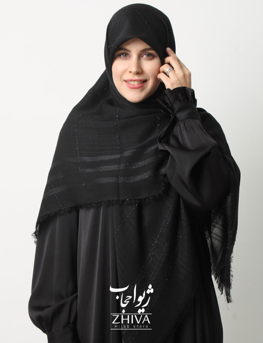 روسری نخ لمه دار لینن دور ريش قواره 140 كد 19