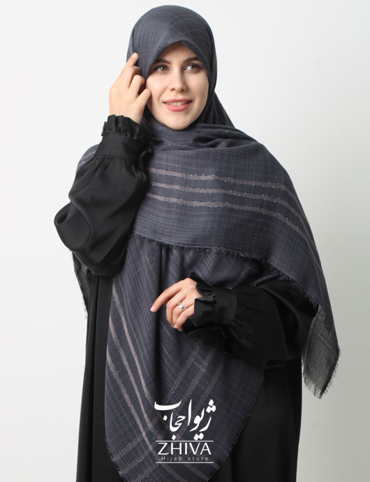 روسری نخ لمه دار لینن دور ريش قواره 140 كد 22