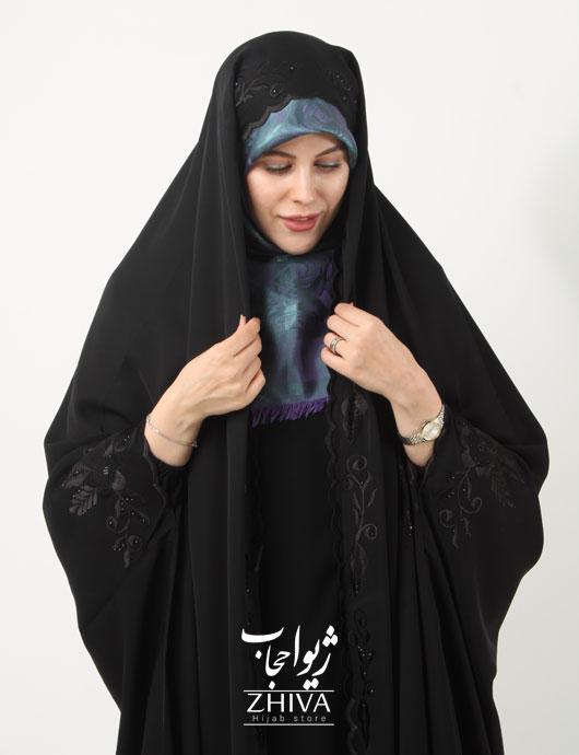 چادر دانشجویی گلدوزی نسترن ندا