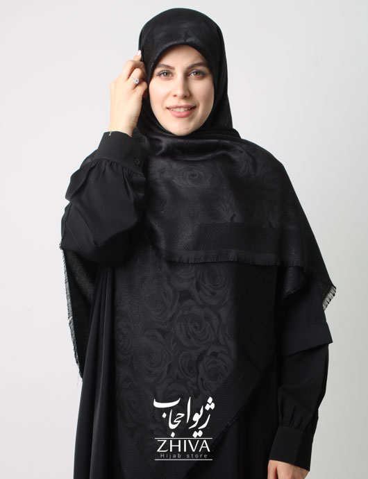 روسری لمه مشكی دور ريش قواره 140 كد 9