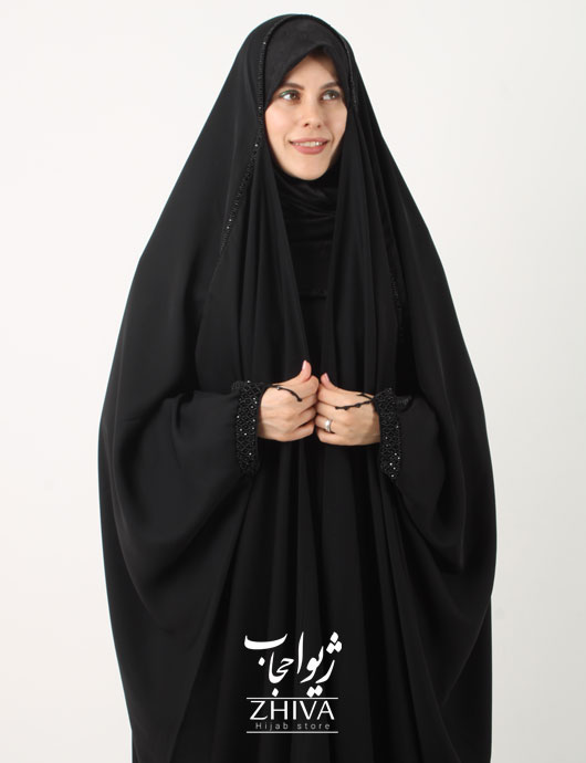 چادر عربی جواهردوزی زنبوری پارچه ندا قطری