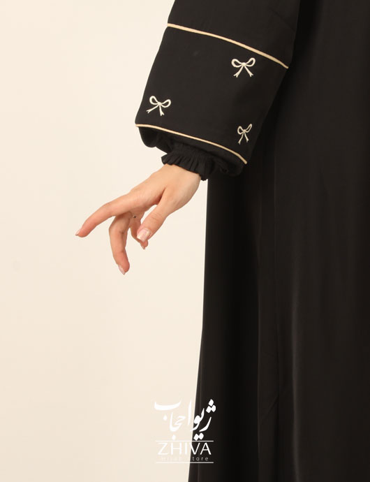 مانتو عبایی گلدوزی پاپيون