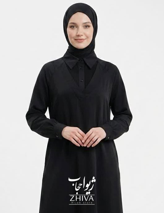 مانتو عبایی شهرزاد مشكی كد 8