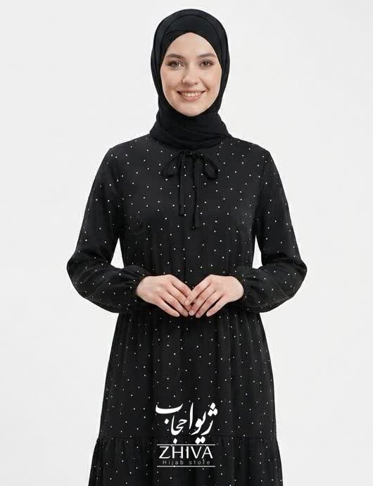 لباس ساحلی خال خالی سه طبقه چین