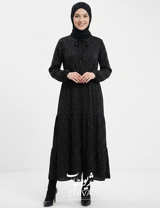 لباس ساحلی خال خالی سه طبقه چین