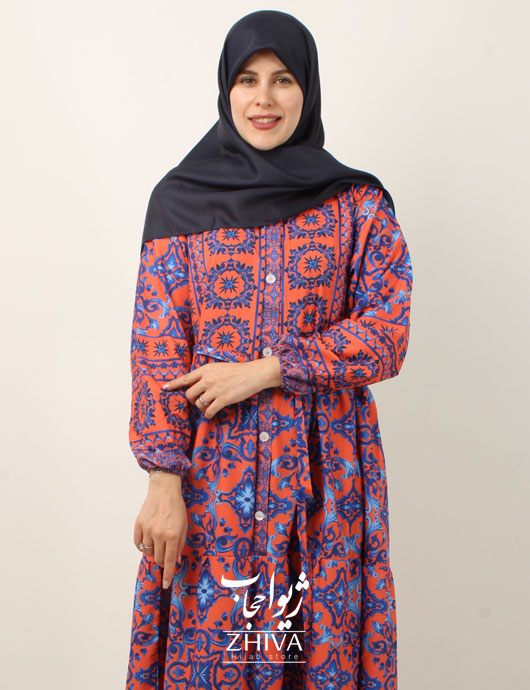 پيراهن  ساحلی سه طبقه چين جلو دكمه فلور كد 3