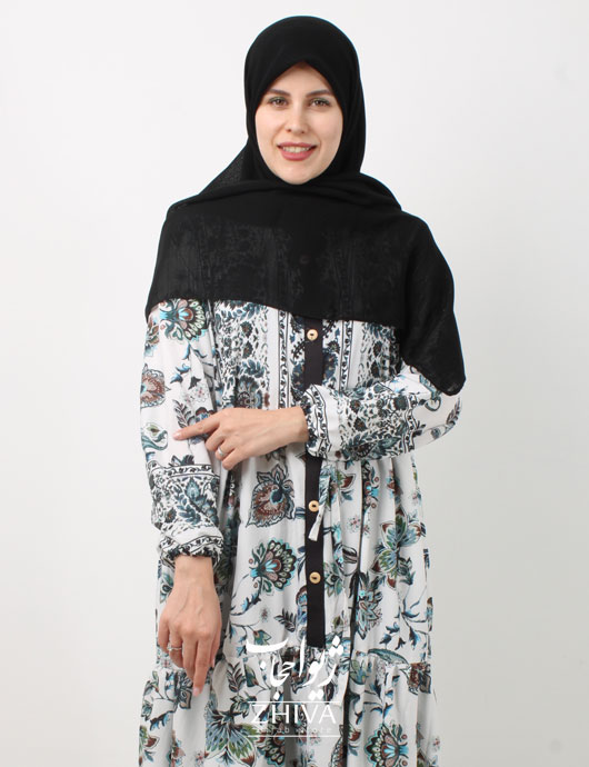 پيراهن ساحلی سه طبقه چين جلو دكمه فلور كد 5