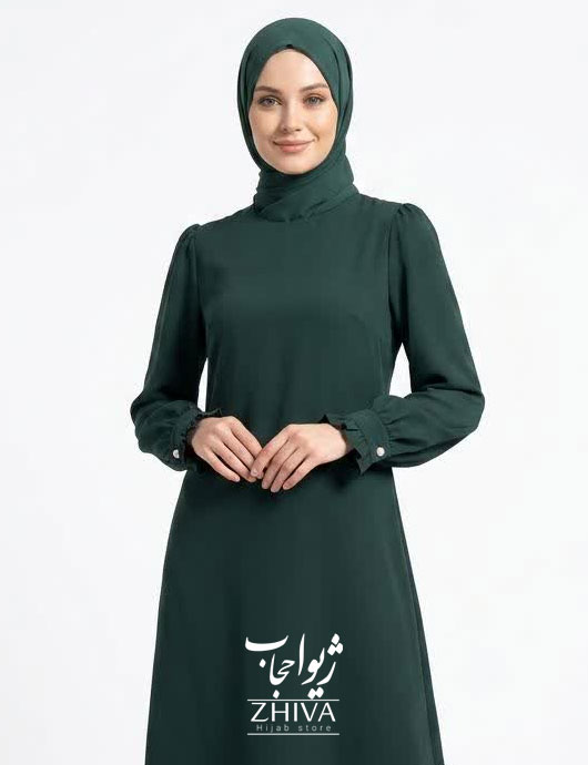 مانتو عبایی افرا سبز كد 2