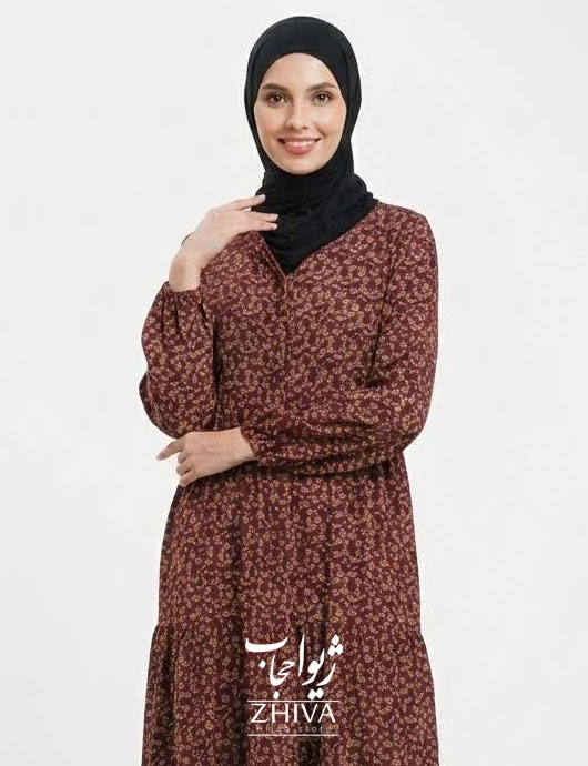پيراهن ساحلی سه طبقه چين نخی