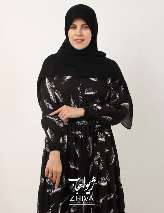 پيراهن ساحلی نخی سفيد مشكی