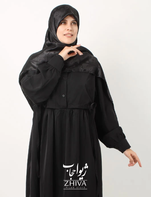 مانتو عبایی شهلا  مشكی كد 1